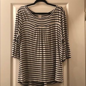 Plus Size Black and White Stripped Top